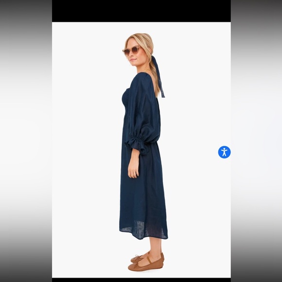 the sleeper navy atlanta linen dress - Picture 5 of 7